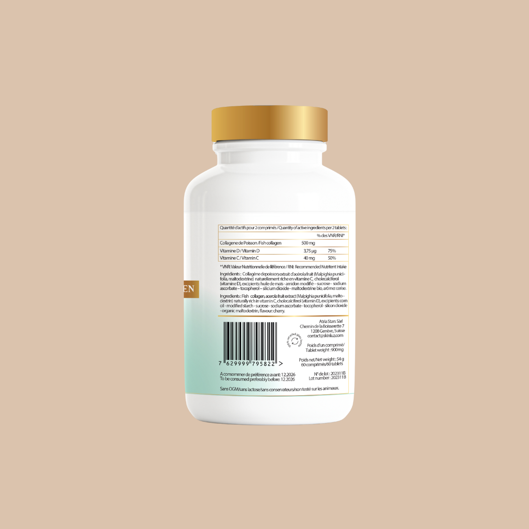 SKINLUZ Swiss Hydrolyzed Marin Collagen Supplement bottle